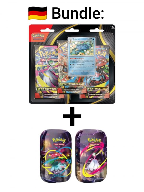 Pokemon, Mega Entwicklung Bundle, 1x 3er Blister + 2x Mini Tins, Deutsch